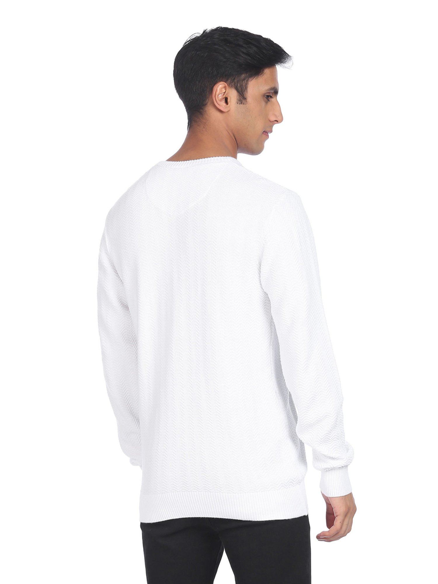Aeropostale White Cotton Regular Fit Sweater