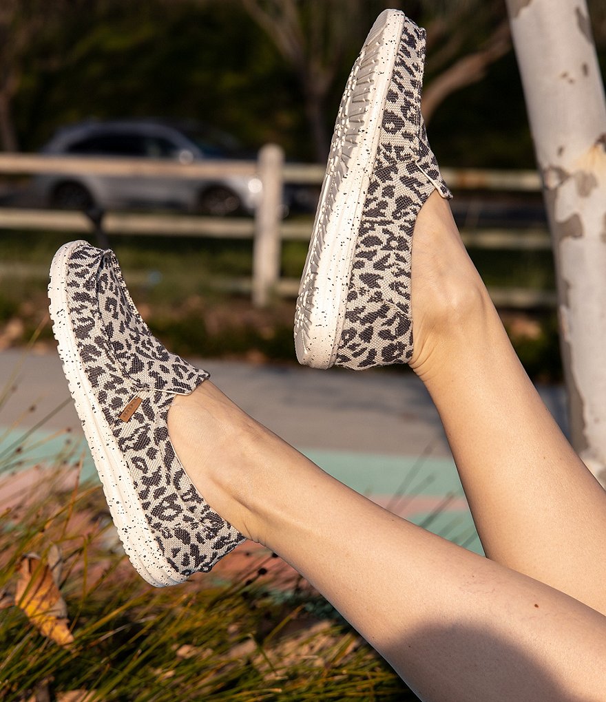 Hey Dude Women's Misty Woven Cheetah Print Washable Slip-Ons