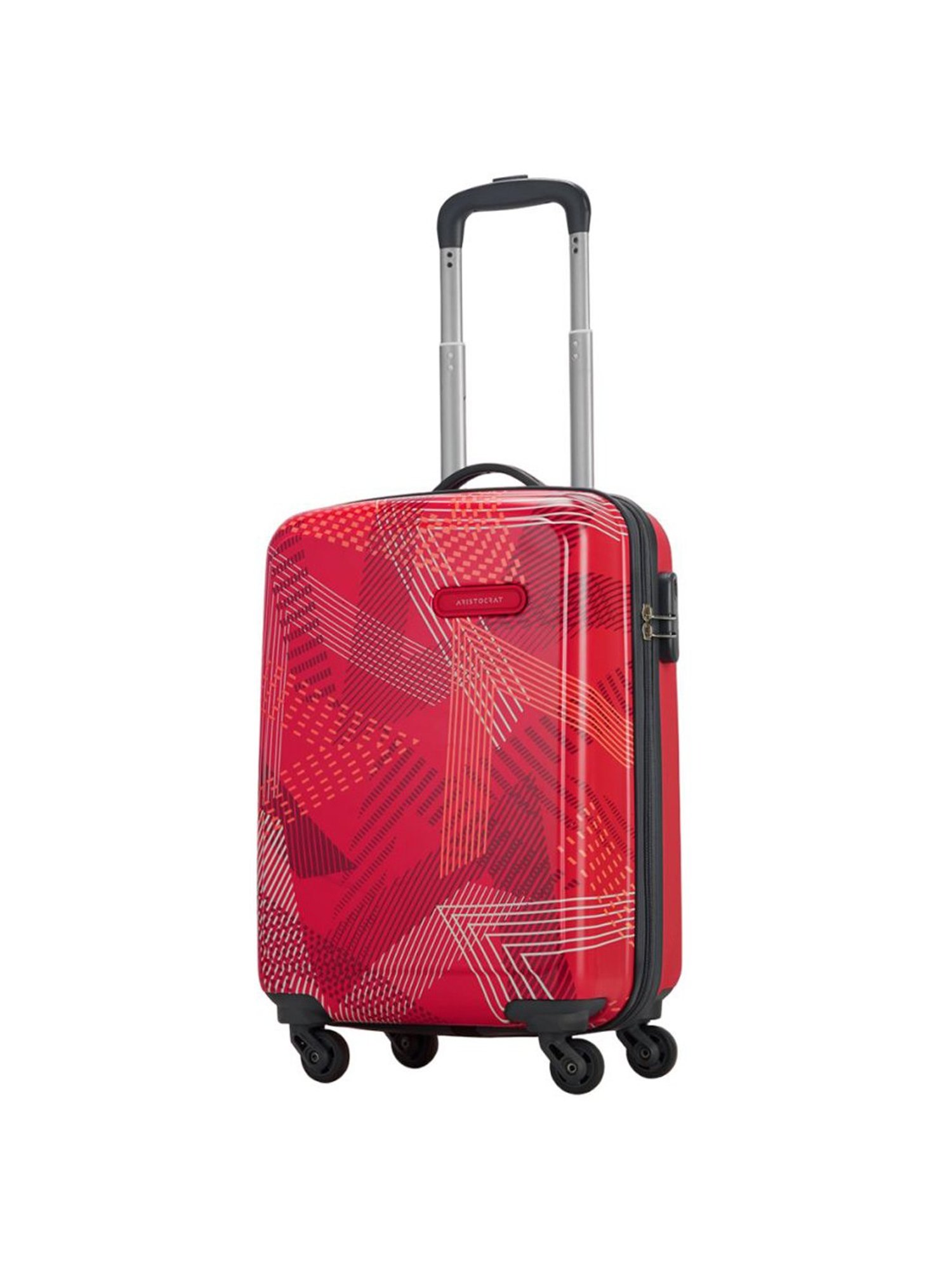Aristocrat Dual Edge Red Printed Hard Cabin Trolley Bag - 23 cm