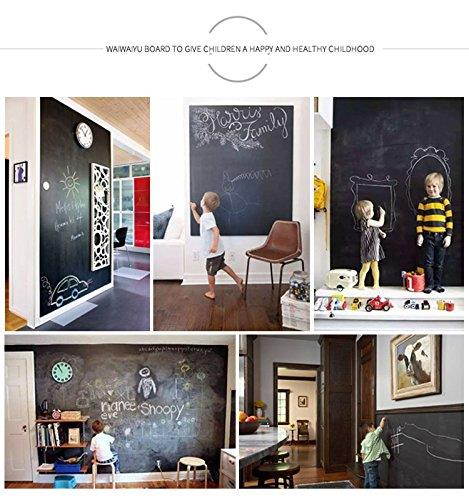 Chalkboard Contact Paper - Chalkboard Sticker Wall Decal with 5 Colored Chalks - Self-Adhesive Wall Sticker Wall Paper Blackboard Wall Decals for School,Office, Home(18"x40", Black)