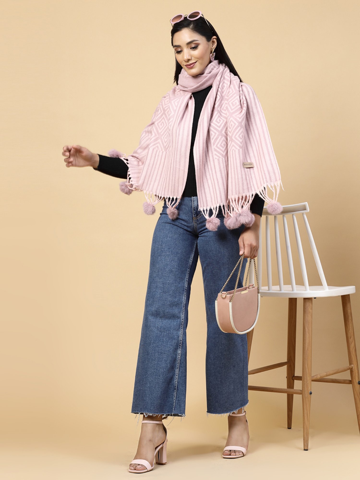 Mafadeny Pink Printed Stole