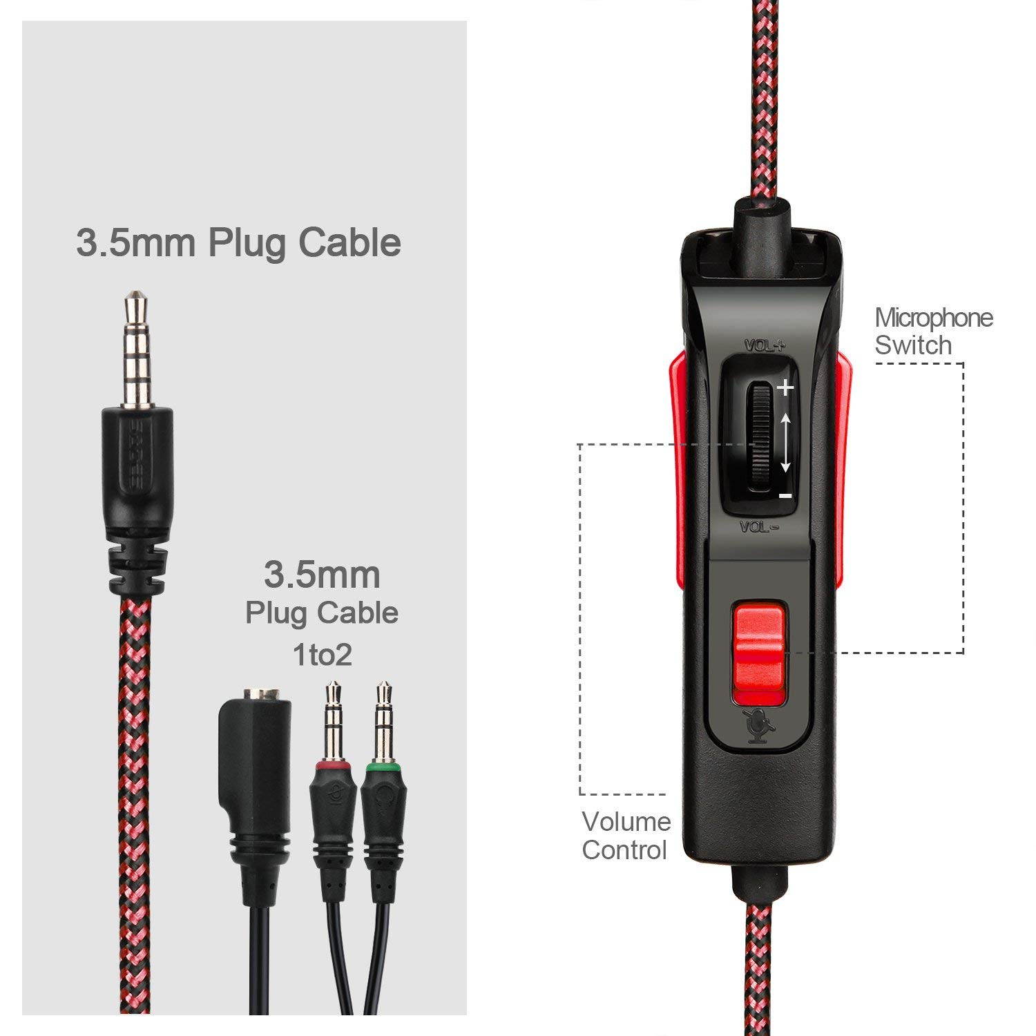Stereo Gaming Headset PS4 Xbox One S, SADES SA920PLUS Noise Cancelling Over Ear Headphones with Mic, Bass, Soft Memory Earmuffs for PC Laptop Mac Nintendo Switch Games Mobile