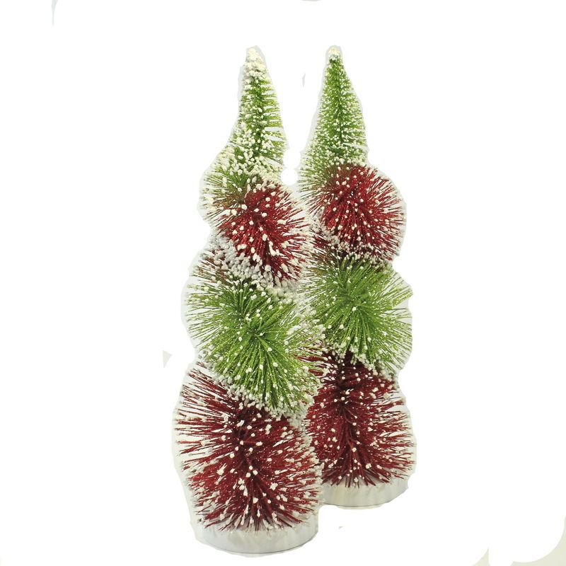 Christmas 13.0" Swirl Rd/Gr Small  Trees Home Decor St/2  -  Decorative Figurines