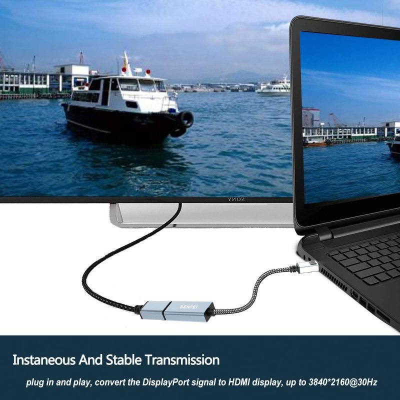 DisplayPort to HDMI Benfei Gold-Plated DP Display Port to HDMI 4K Adapter (Male to Female) Compatible for Lenovo Dell HP and Other Brand