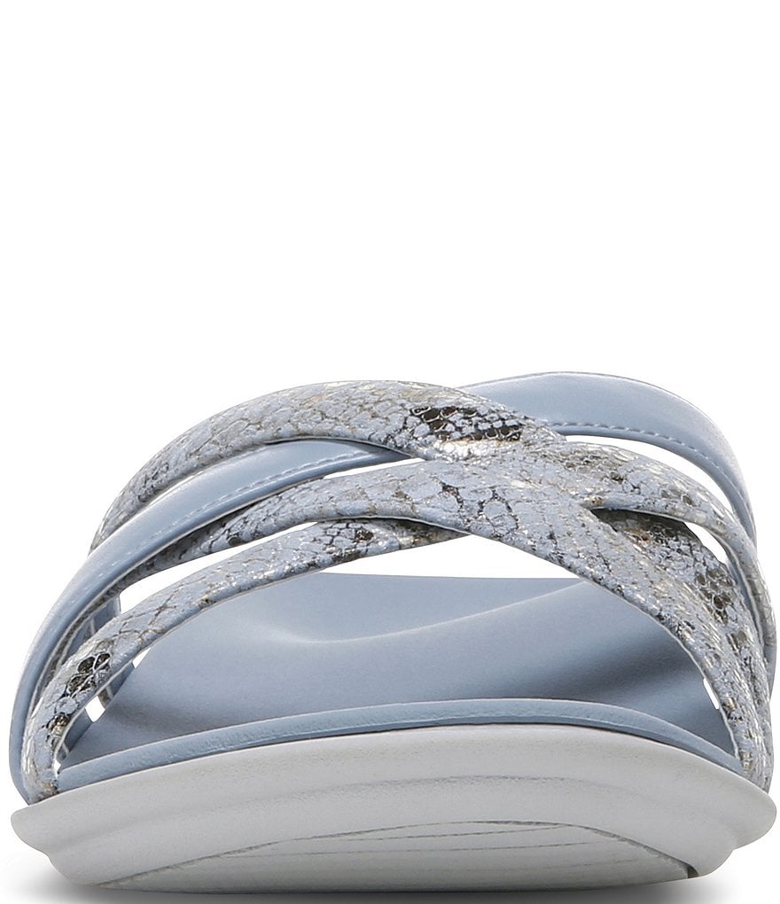 Vionic Dava Snake Print Leather Slide Sandals