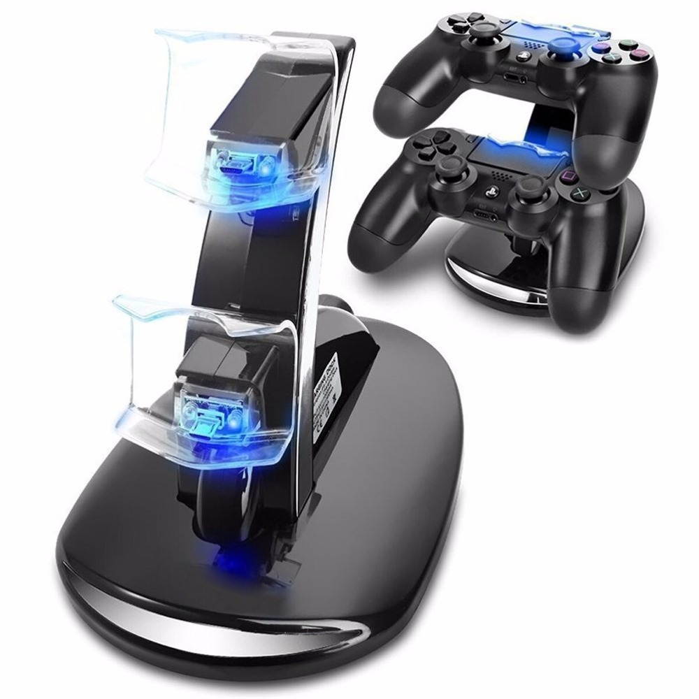 Wanmingtek Dual PS4/PS4 Slim/PS4 Pro Gaming Controller LED Charging Stand USB Charger Dock Station Cradle For Sony Playstation 4 PS4 / PS4 Slim /PS4 Pro