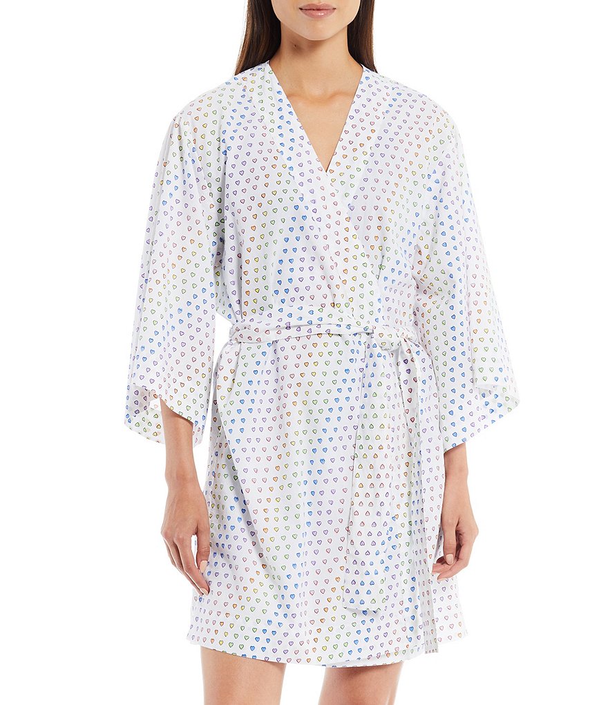 PJ Salvage Solid Ribbed Knit Long Wrap Robe