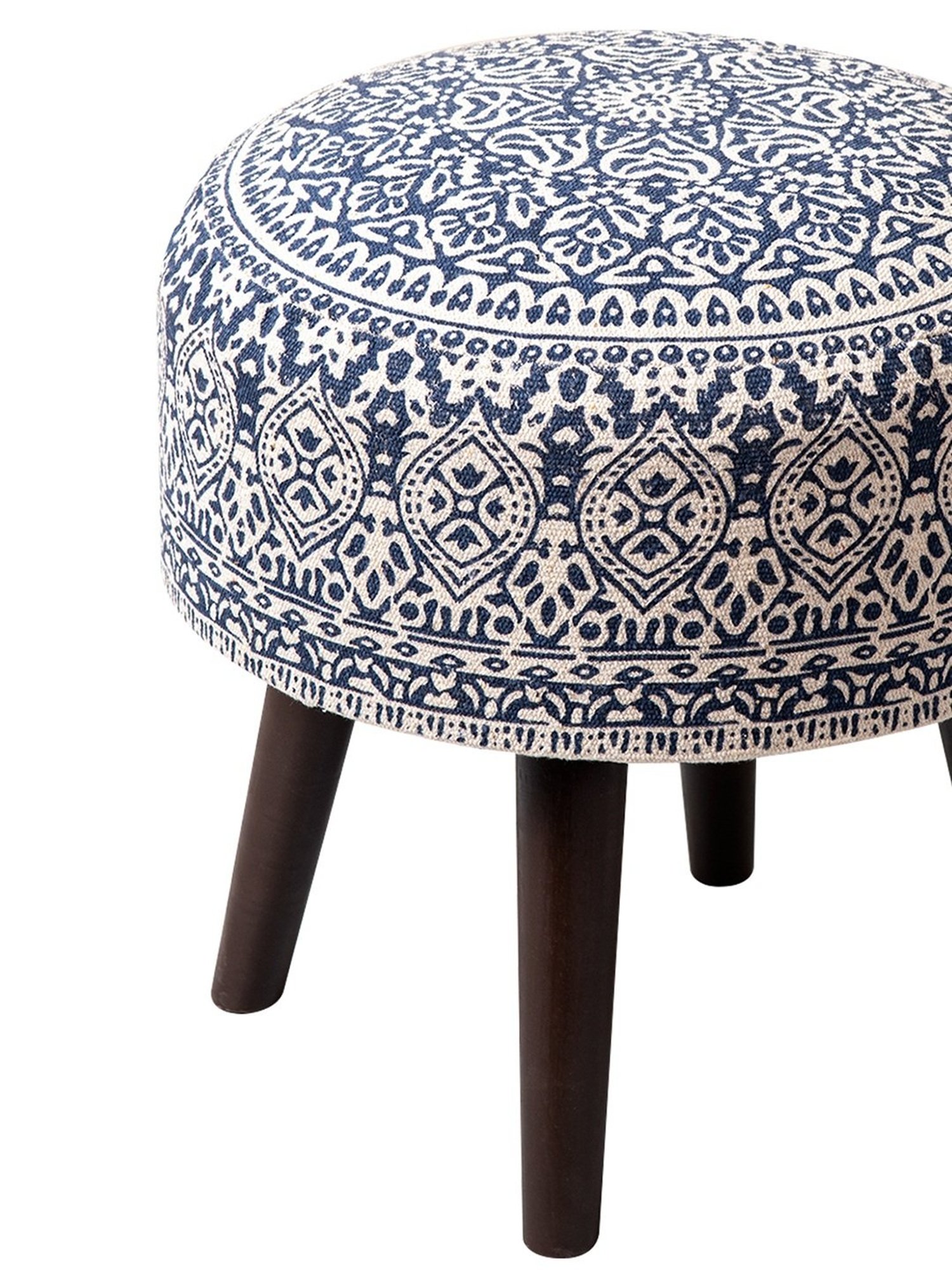 Chumbak French Sahara Solid Mustard Yellow Wood Ottoman