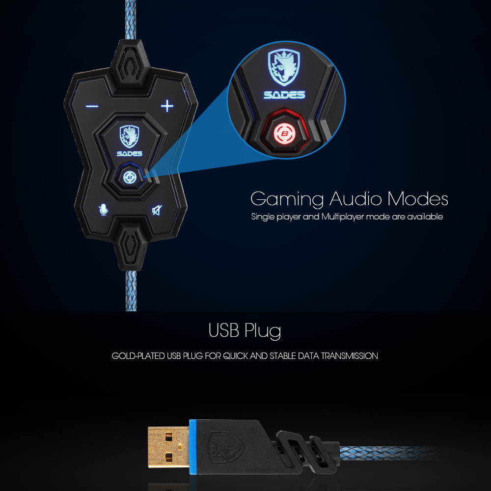 Knight Pro Professional Gaming Headset USB Headphones BONGIOVI Audio Noise-Cancelling