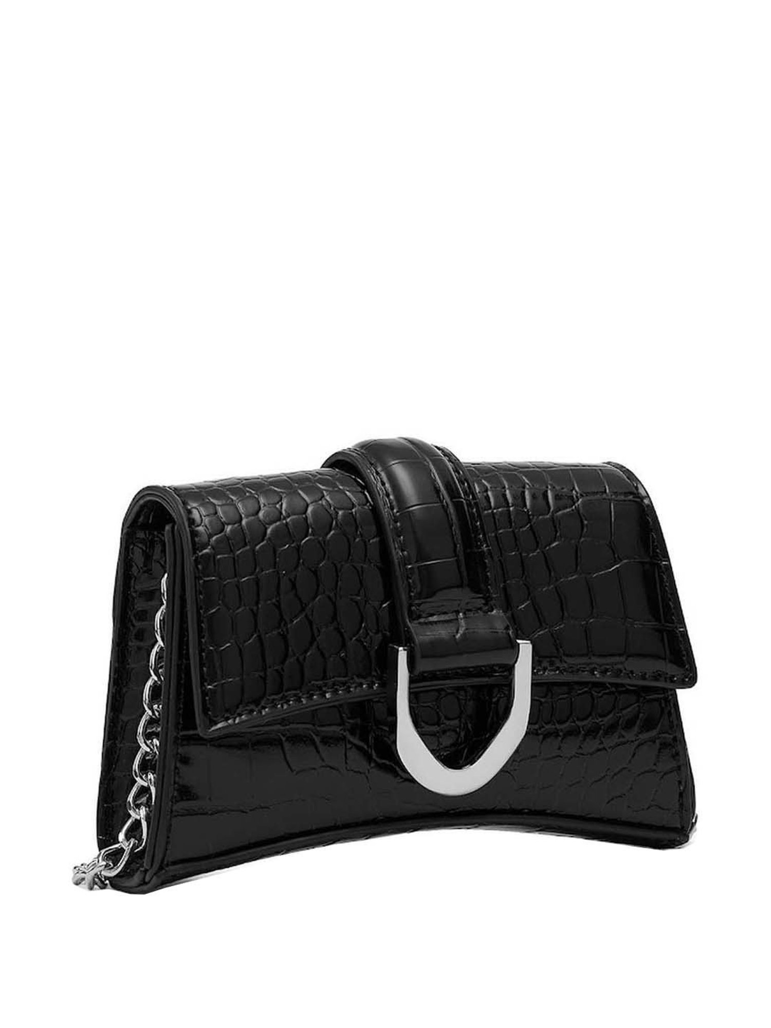 Miraggio Black Textured Small Sling Handbag