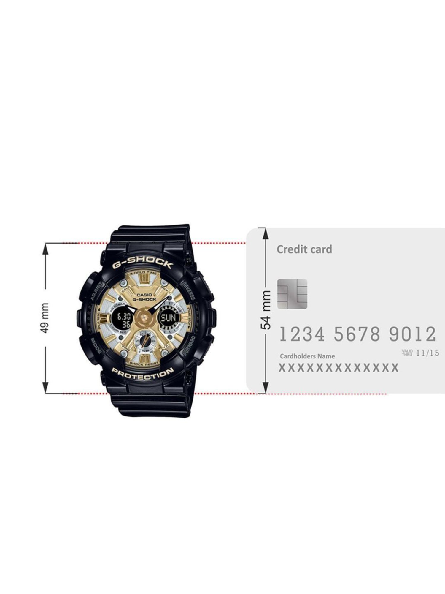 Casio G-Shock GMA-S120GB-1ADR Gold-Silver Analog-Digital Dial Black Resin Strap Women's Watch G1287