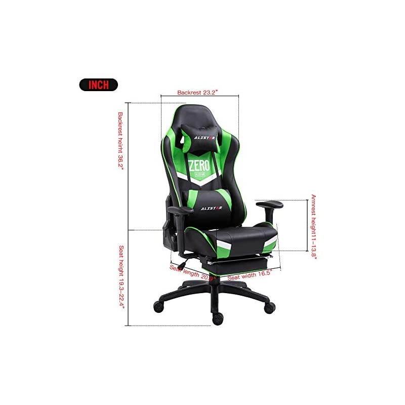 Gaming Chair Racing Office Chair High Back Computer Desk Chair PU Leather Chair Ergonomic and Executive Swivel Chair with Footrest Headrest and Lumbar Massage Support (AL-6019-PINK)