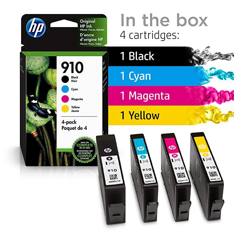 910 | 4 Ink Cartridges | Black Cyan Magenta Yellow | 3YL61AN 3YL58AN 3YL59AN 3YL60AN