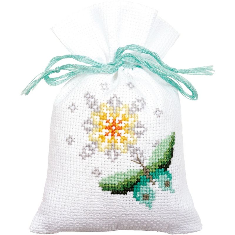 Vervaco Sachet Bags Counted Cross Stitch Kit 3.25"X4.75"-Butterflies (18 Count) 3/Pkg