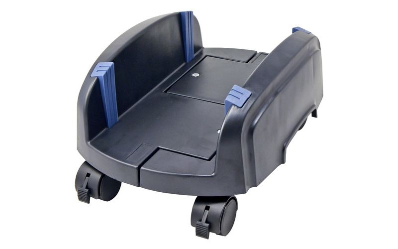 SYBA Multimedia Plastic Stand for ATX Case with Adjustable Width with Caster wheels - 10" Width - Plastic - Black