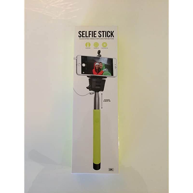 Selfie Stick with SHUTTER BUTTON  Extendable Wired Selfportrait for iPhone 66s Plus Iphone 5s Samsung Galaxy S6 Edge Note5 S5 Lime Green