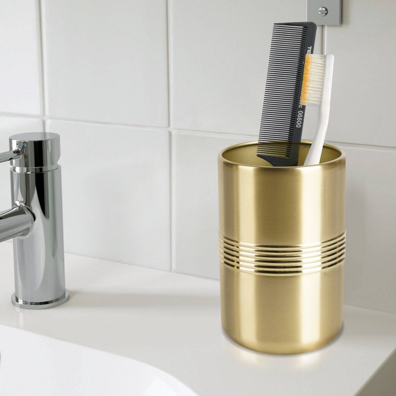 4pc Jewel Metal Bath Accessory Set for Vanity Counter Tops Gold - Nu Steel