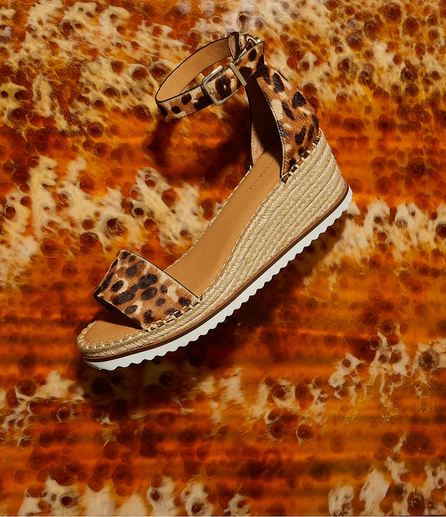 Alex Marie Calexa Leopard Haircalf Espadrille Wedge Sandals