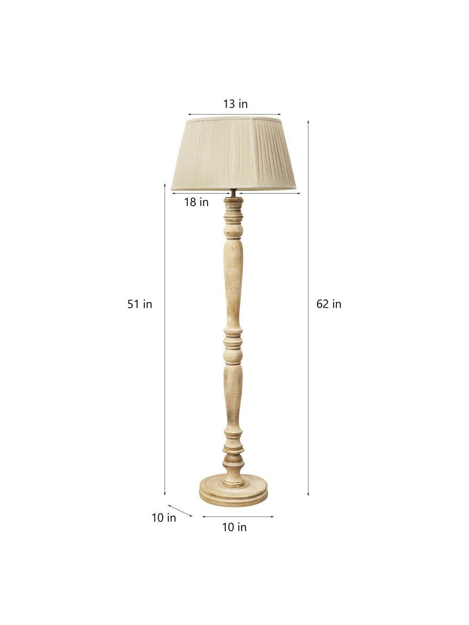 Kapoor E Illuminations Siemon Distress White Wood Single Light Floor Lamp