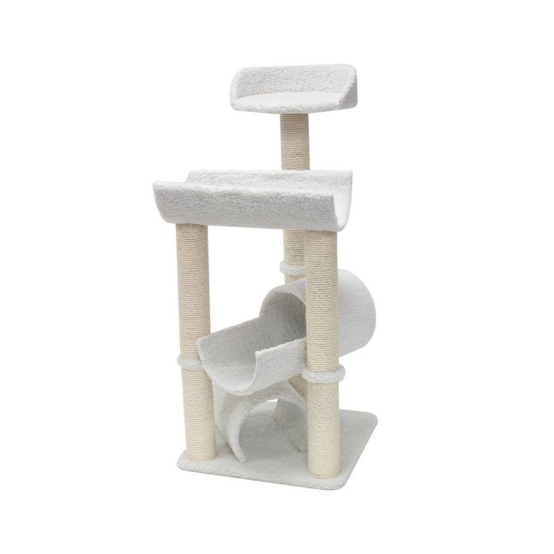 Majestic Pet Bungalow Sherpa Activity Center Cat Scratcher -  Cream - 44"