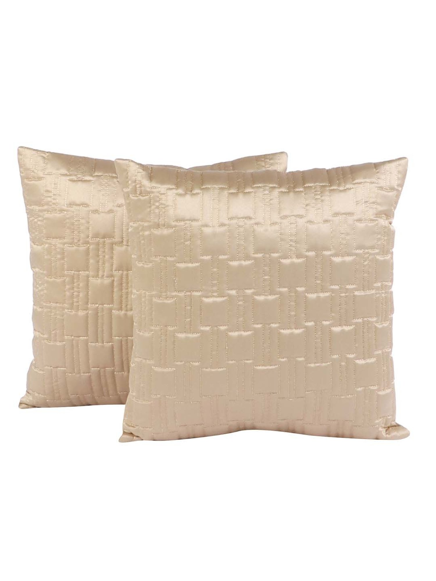 MFD HOME Furnishing Beige Satin Cushion Cover - Set of 2