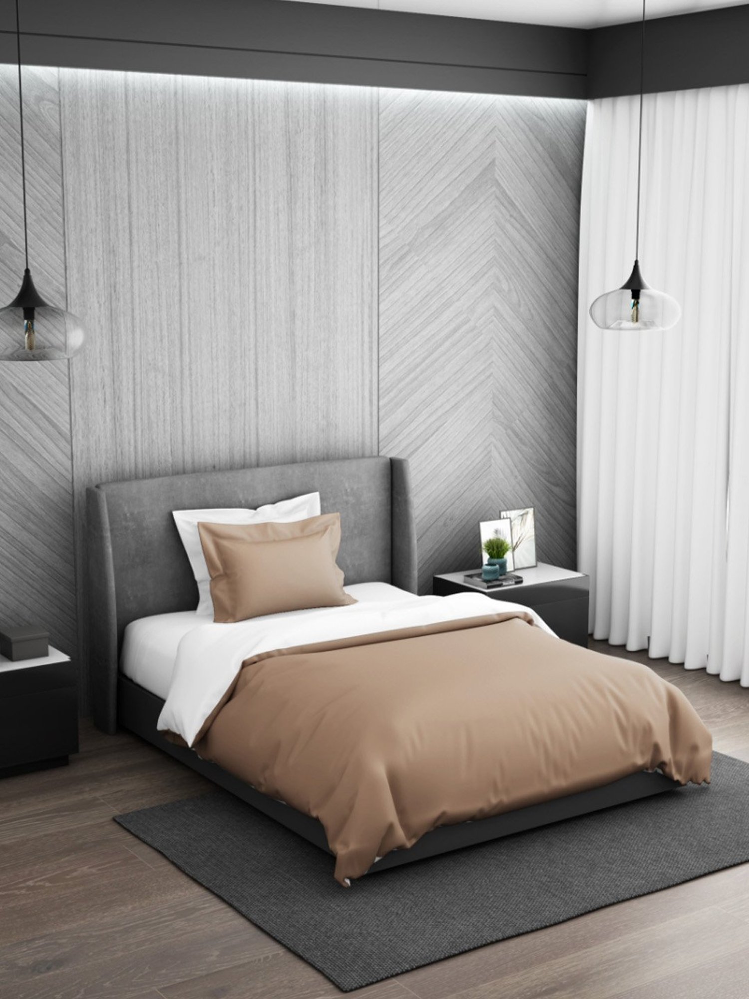 Spaces Solid Light Brown Cotton Single Duvet Cover