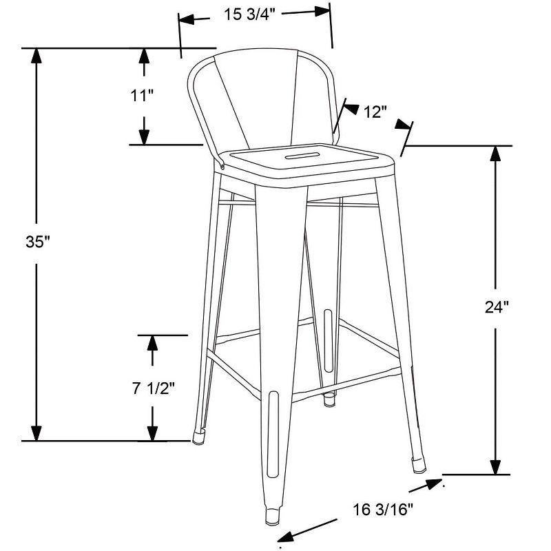 Set of 2 24" Carlisle Backed Counter Height Barstool Natural Metal - Threshold™