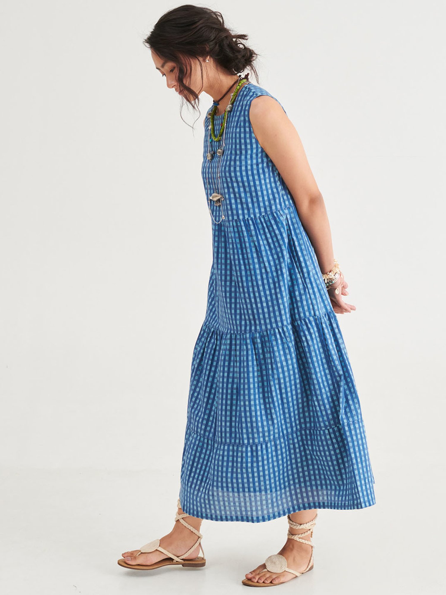 Prakriti Jaipur Indigo Checks Sleeveless Dress