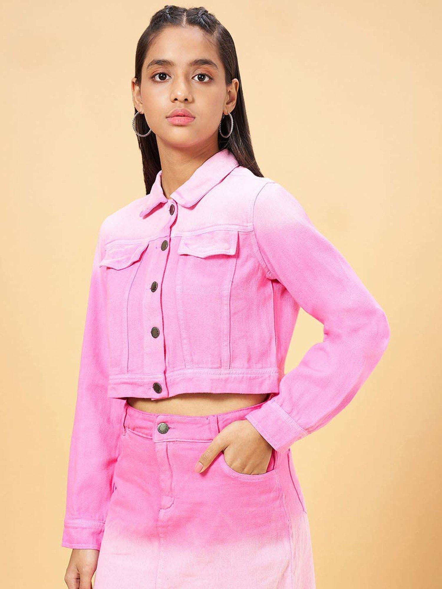 Coolsters by Pantaloons Kids Pink Cotton Regular Fit Full Sleeves Jacket