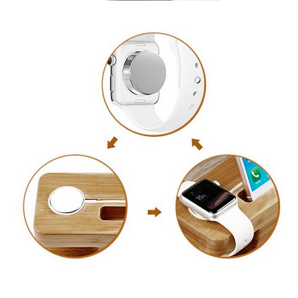 Apple Watch Stand,Mignova iWatch Bamboo Wood Charging Dock Cable Management Wood Charging Station Charger Stand Cradle Holder for Apple Watch 38mm 42mm & iPhone Xs Max XR X 8 7 6 Plus 5S 5c