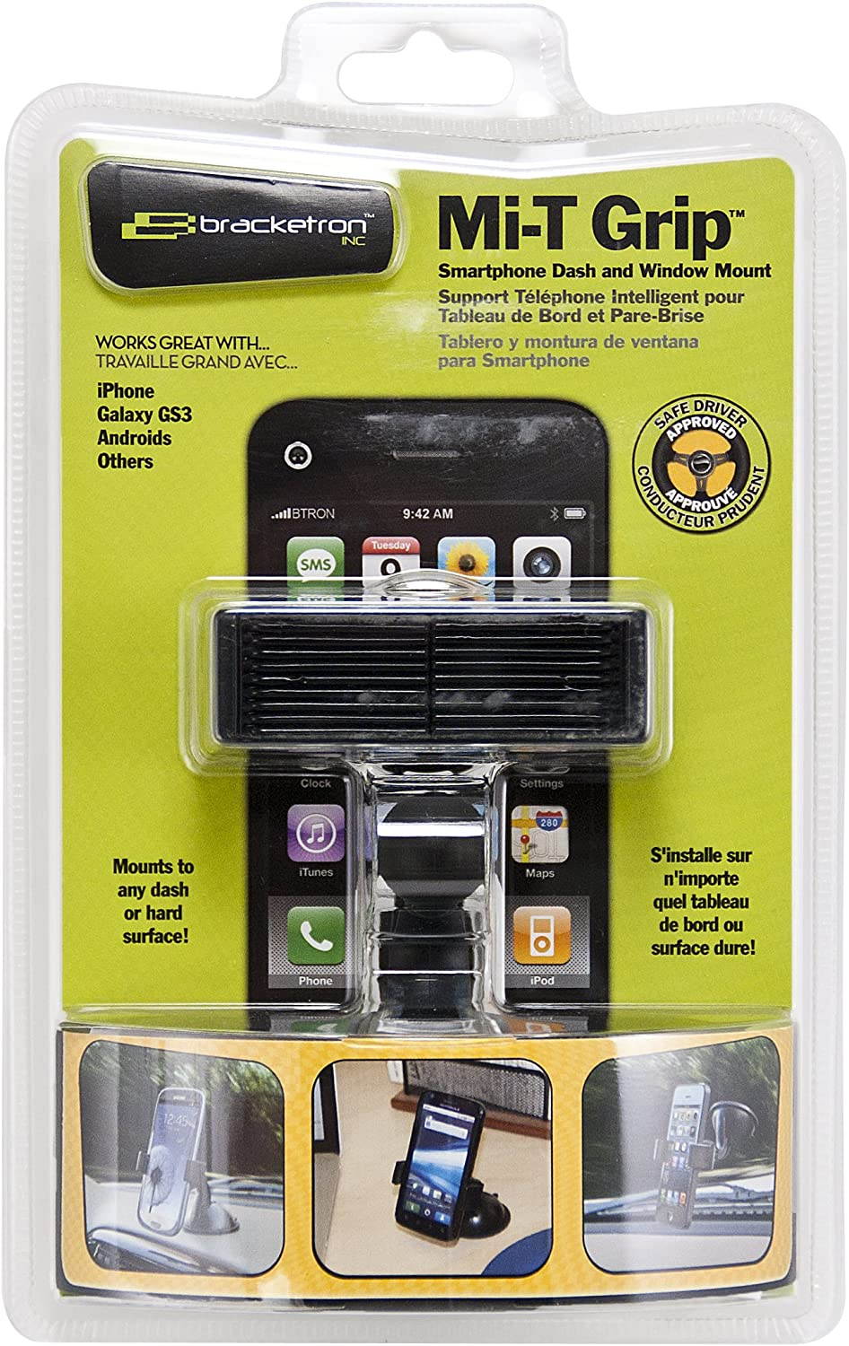 Bracketron Smartphone Mi-TGrip Universal Dash/Window Mount