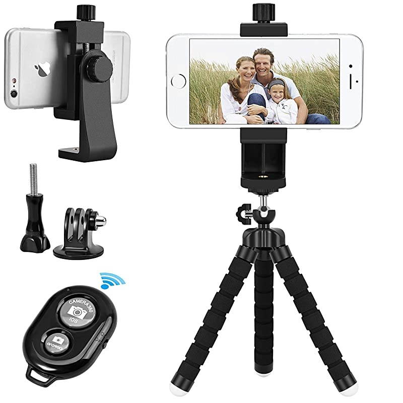 Cell Phone Tripod Premium Phone Tripod Flexible Tripod with Wireless Remote Shutter Compatible with iPhoneAndroid Samsung Mini Tripod Stand Holder for Camera GoProMobile Cell Phone