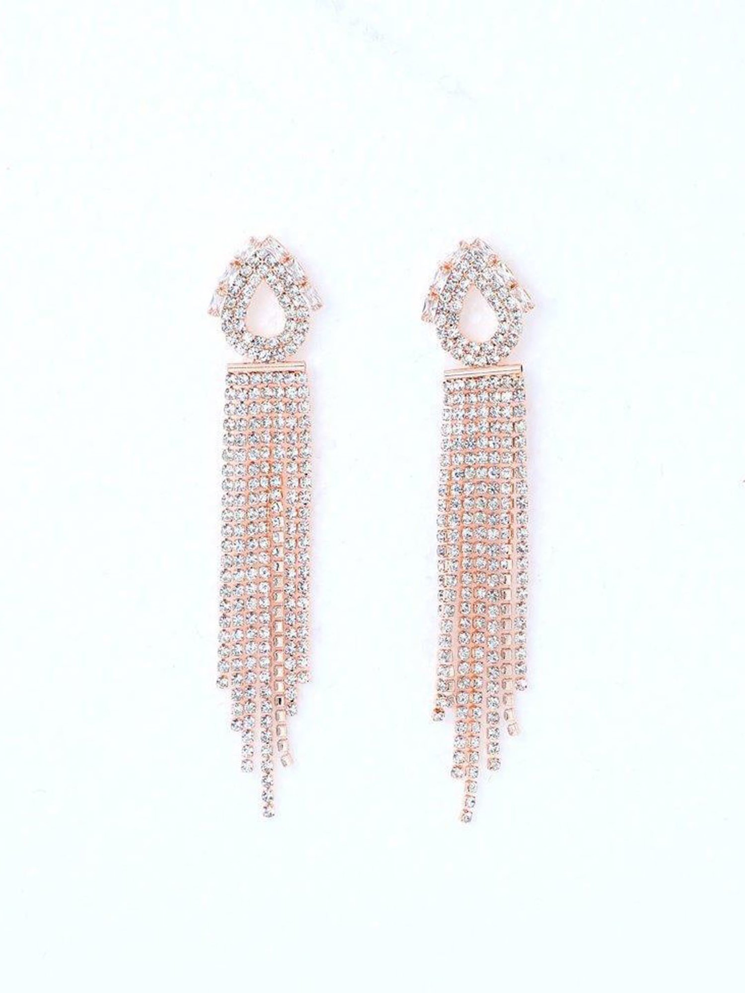 VOJ Gold Plated Stone Studded Drop Earrings for Women