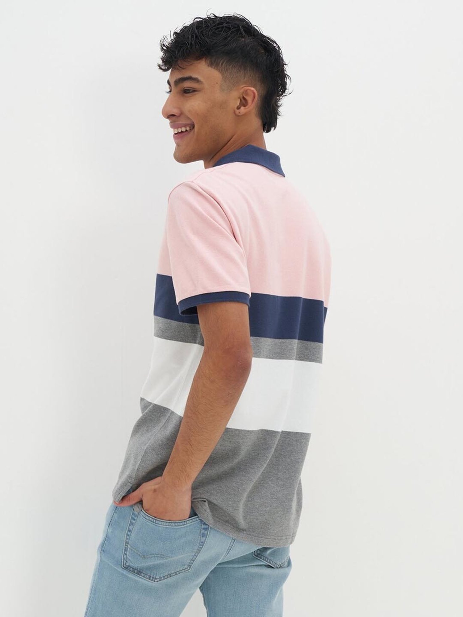 American Eagle Outfitters Multi Regular Fit Striped Polo T-Shirt