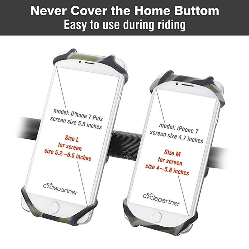 Universal Phone Mount for Bike NonSlip Shockproof German Silicone Cellphone Bicycle Motorcycle Holder Mobile Smartphone Compatible for iPhone X XS MAXPlus 8 7 6 5GalaxyNote Black L