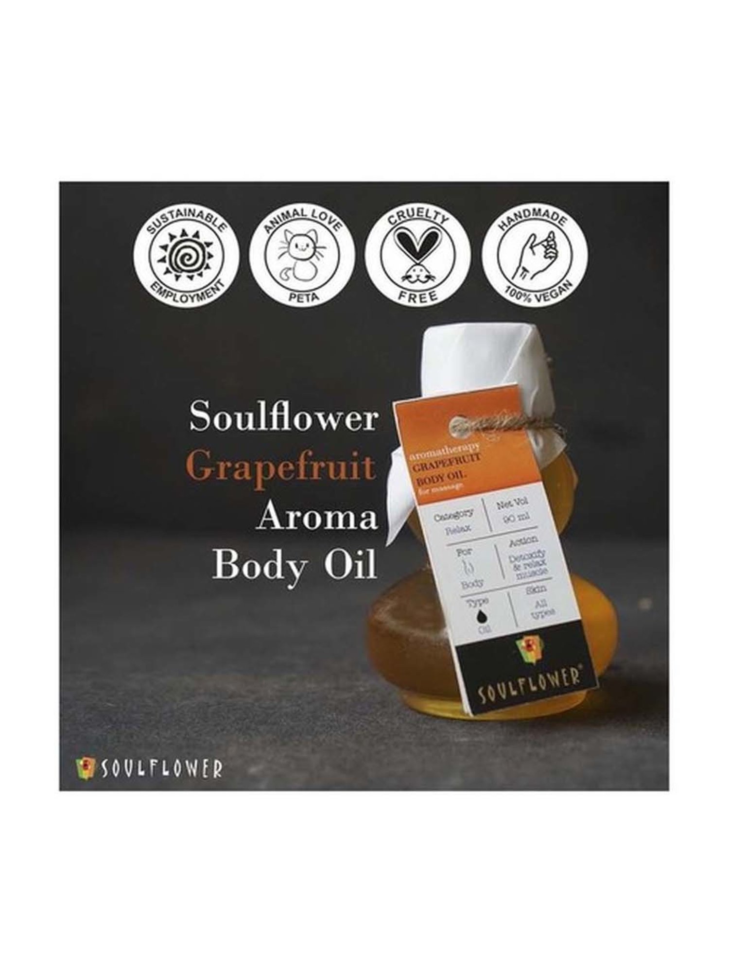 Soulflower Grapefruit Aroma Massage Oil - 90 ml