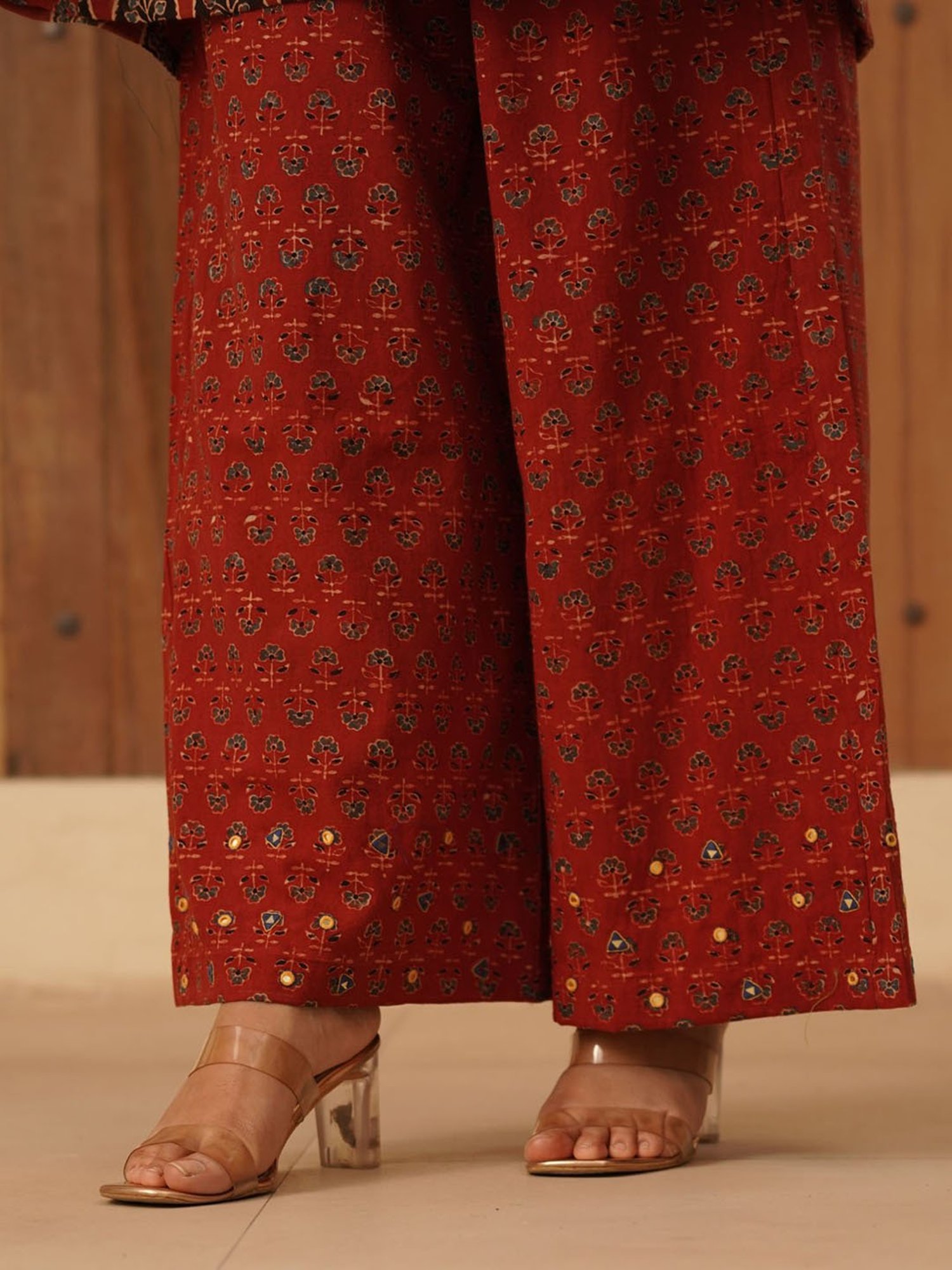 Love Chic Ajrakh Cotton Palazzo with hand embroidery