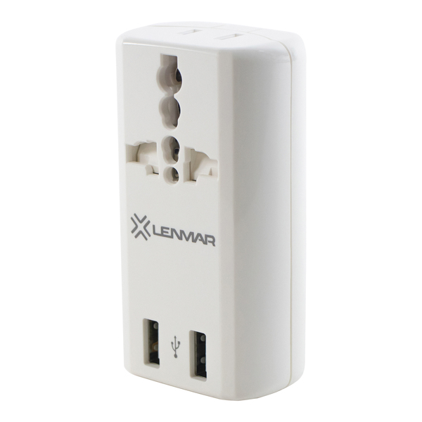 Ultra-Compact All-in-One Travel Adapter with USB Port (White)