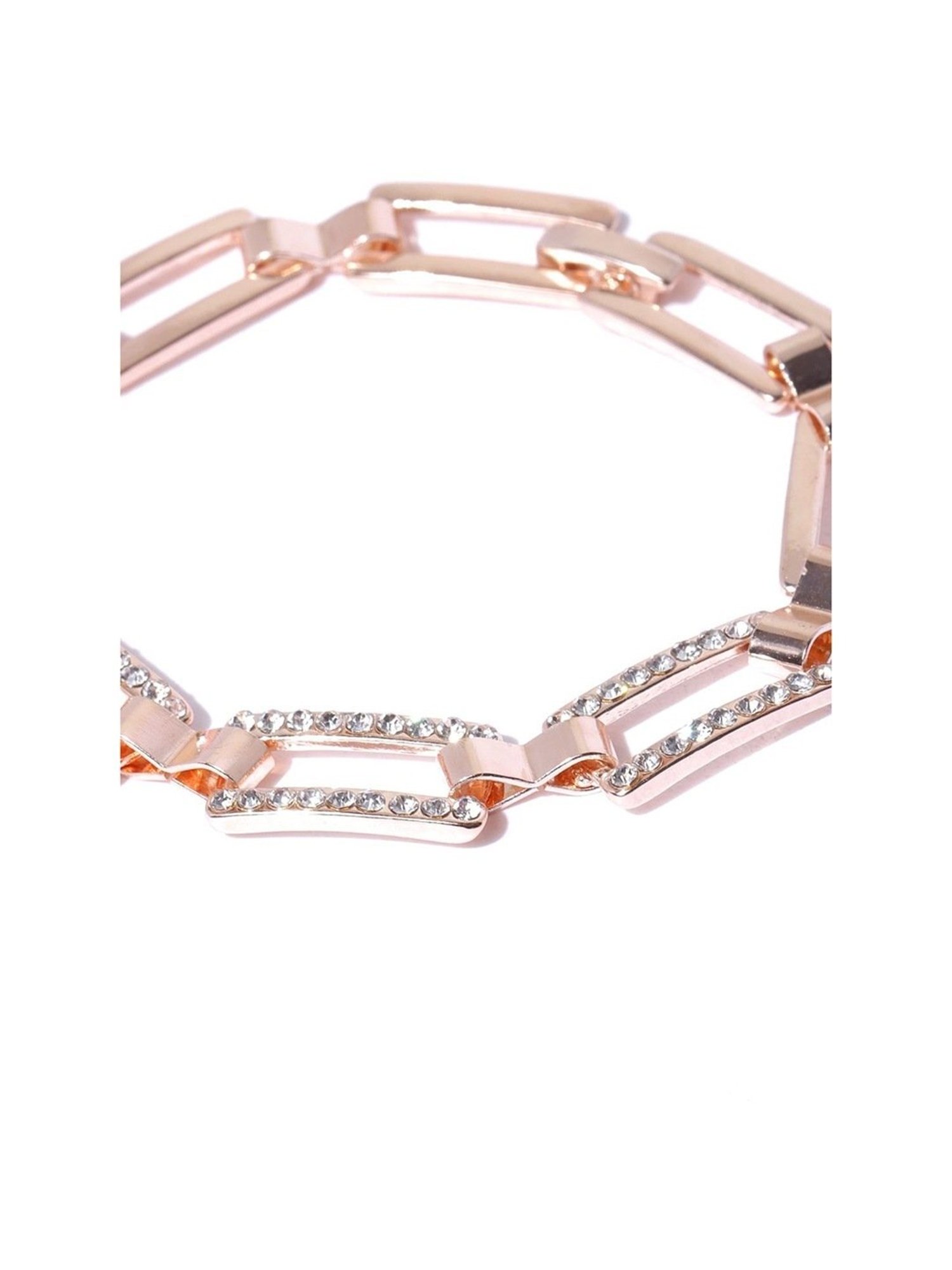 YouBella Rose Gold -Plated Stone-Studded Link Classic Bracelet