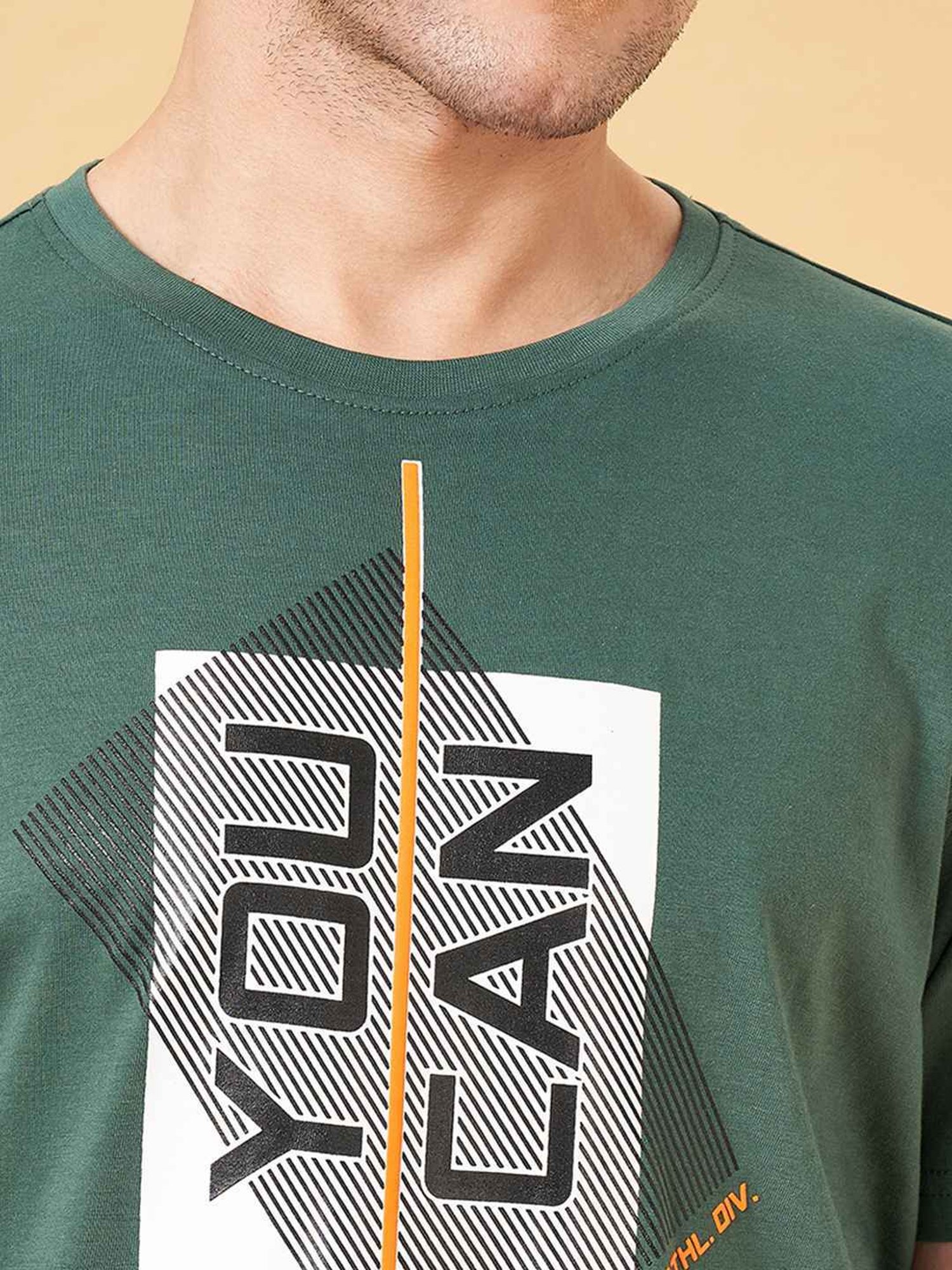 Ajile by Pantaloons Sage Cotton Slim Fit Printed T-Shirt