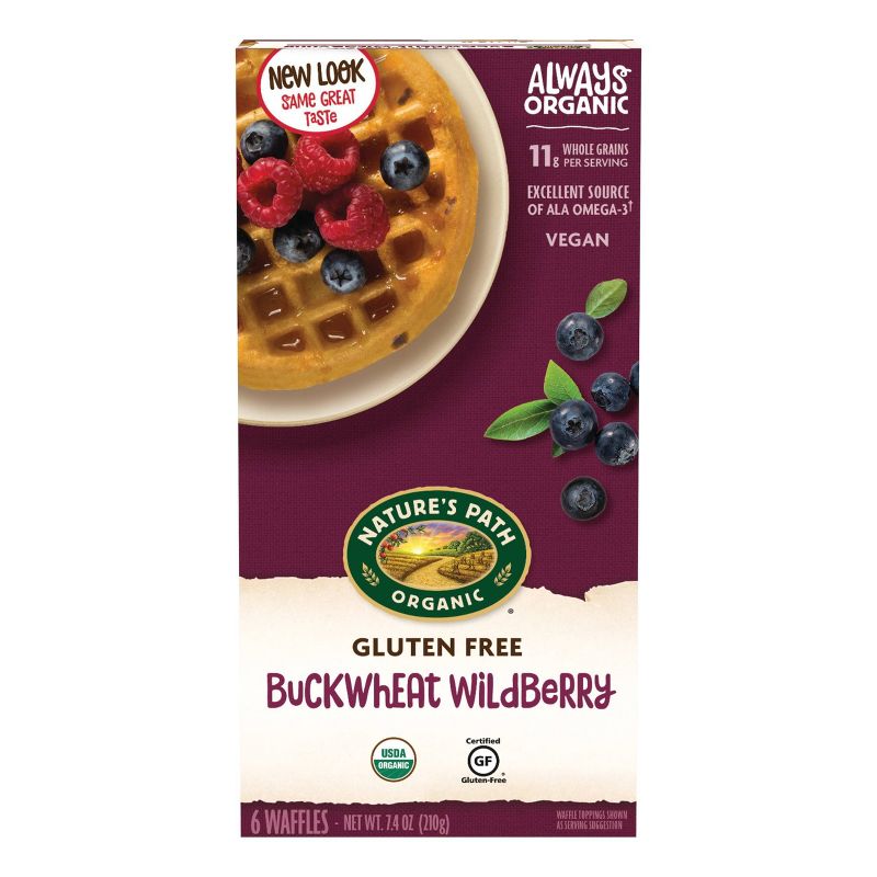 Nature's Path Organic Vegan Gluten Free Wheat Free Buckwheat Wildberry Frozen Waffles - 7.4oz/6ct