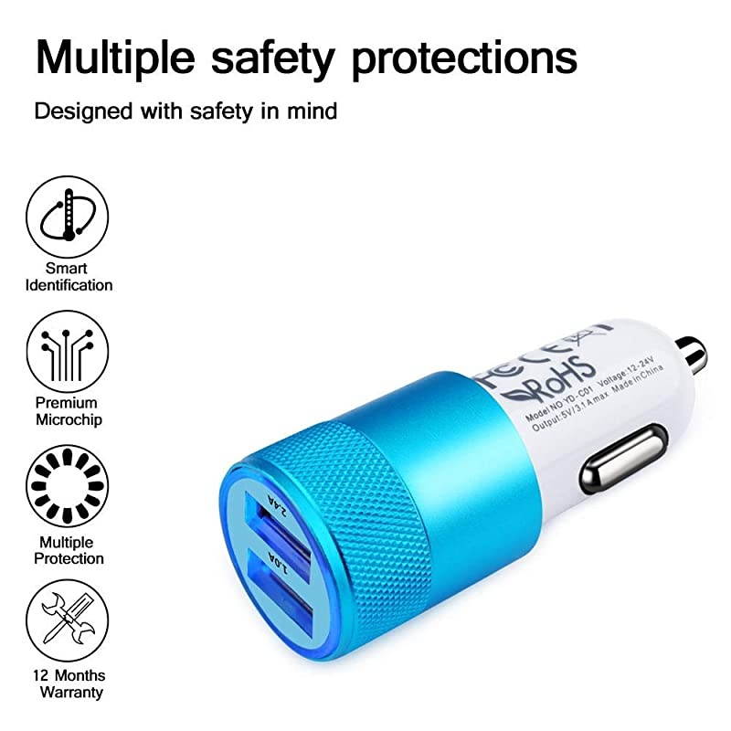 Type C Charger Set Compatible with LG Stylo 5 4 V40 G8 G7,Google Pixel 3a/3a XL,4/3 XL,Samsung Galaxy S21 S20 Note 10/S10e,Moto G7 Plus/G8 Play,Wall Fast Charger Box,Car Adapter,2 Pack 6Ft C Cable