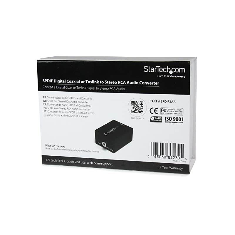 com SPDIF Digital Coaxial or Toslink Optical to Stereo RCA Audio Converter - Digital Audio Adapter (SPDIF2AA),Black