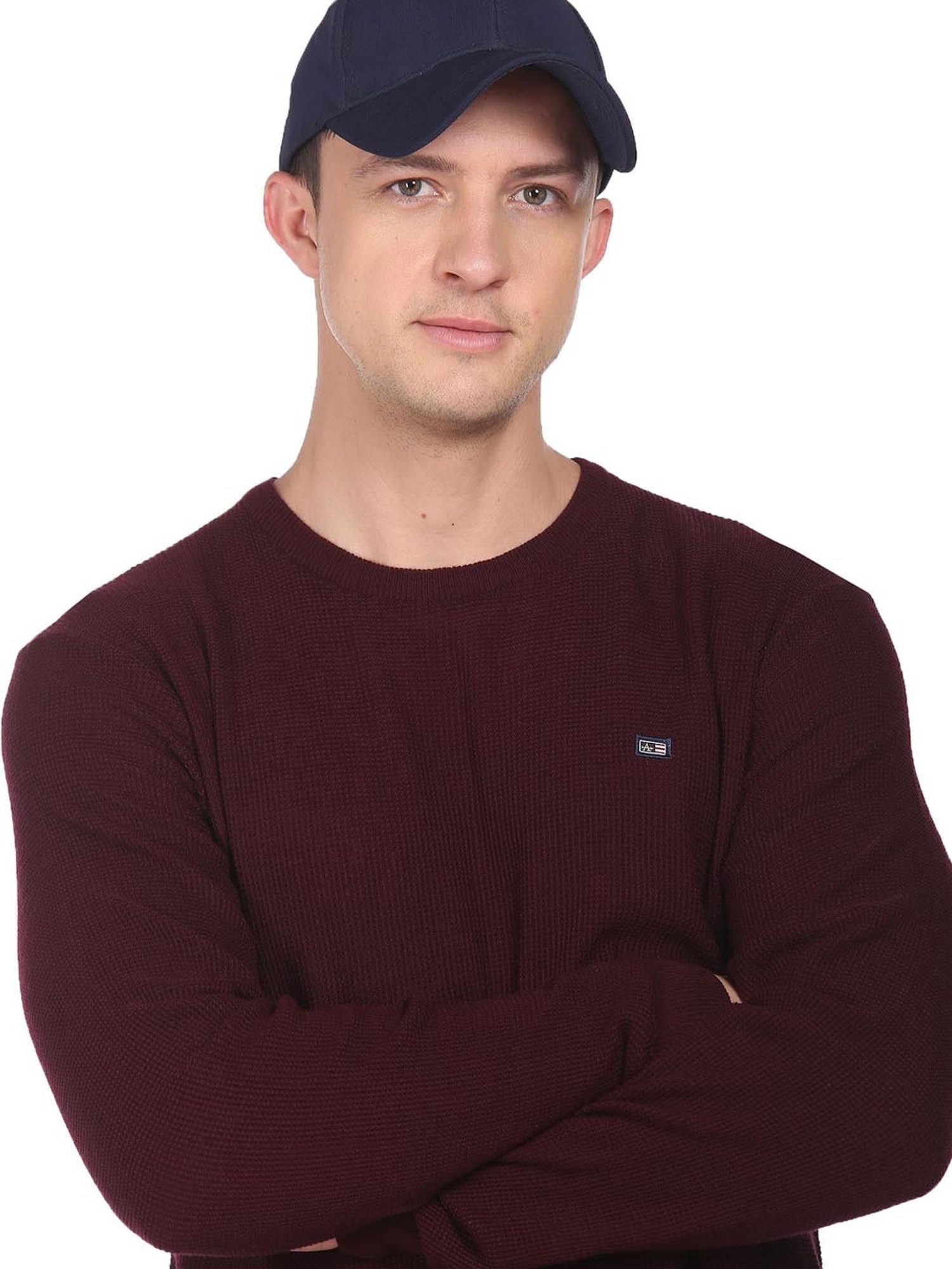 Arrow Sport Burgundy Regular Fit Sweater