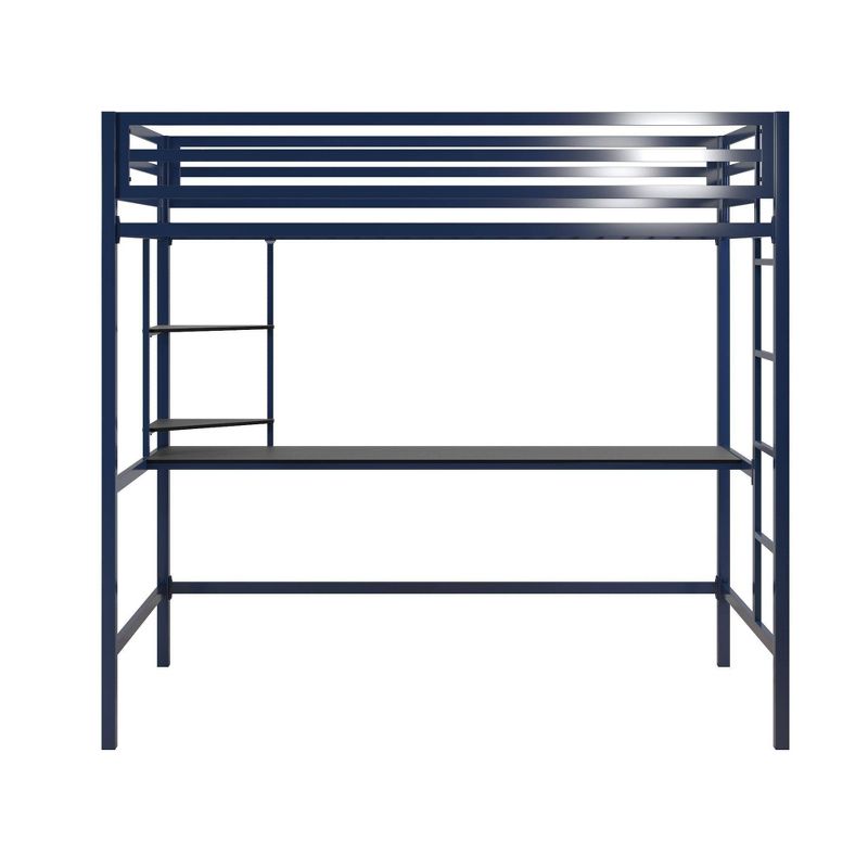 Twin Maxwell Metal Loft Bed with Desk & Shelves Blue/Black - Novogratz