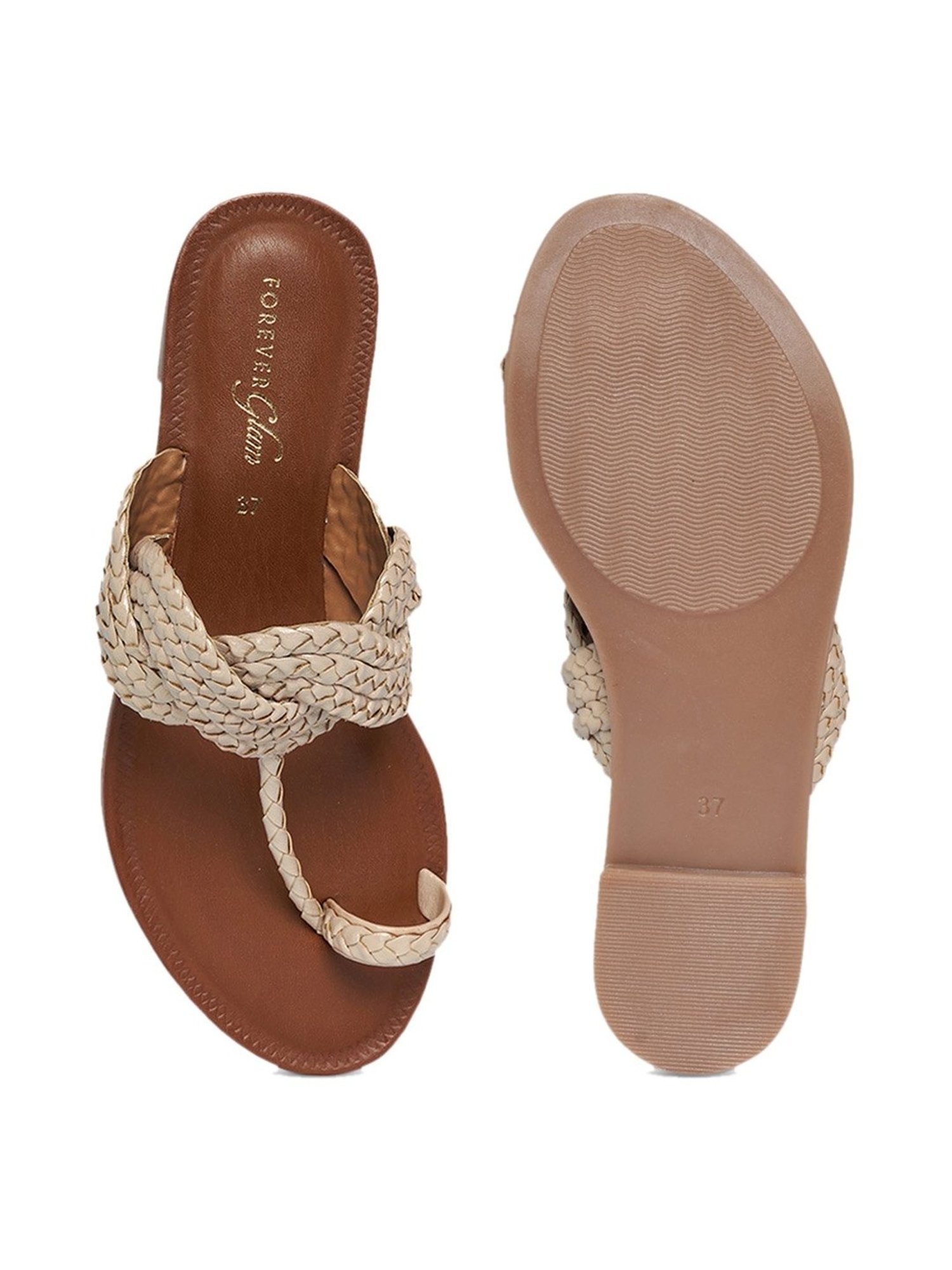 Forever Glam by Pantaloons Women's Beige Toe Ring Sandals