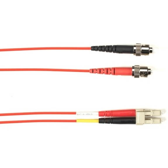 Black Box FOCMR62-010M-STLC-RD 32.8 ft. OM1 62.5-Micron Multimode Fiber Optic Patch Cable - OFNR PVC, ST-LC, Red, 10-m (32.8-ft.)