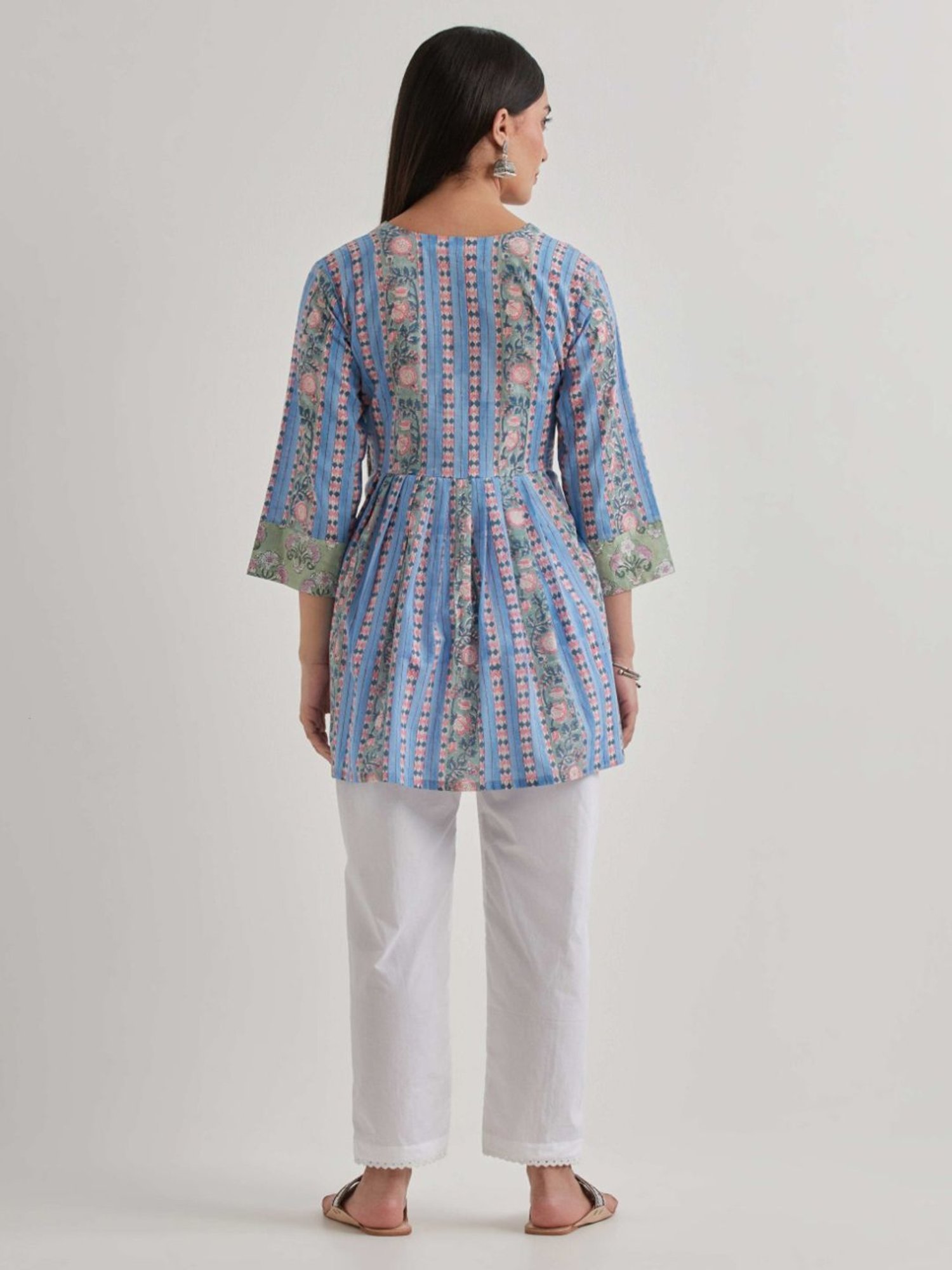 Priya Chaudhary Blue Varsha Cotton Printed Kurta with Pants