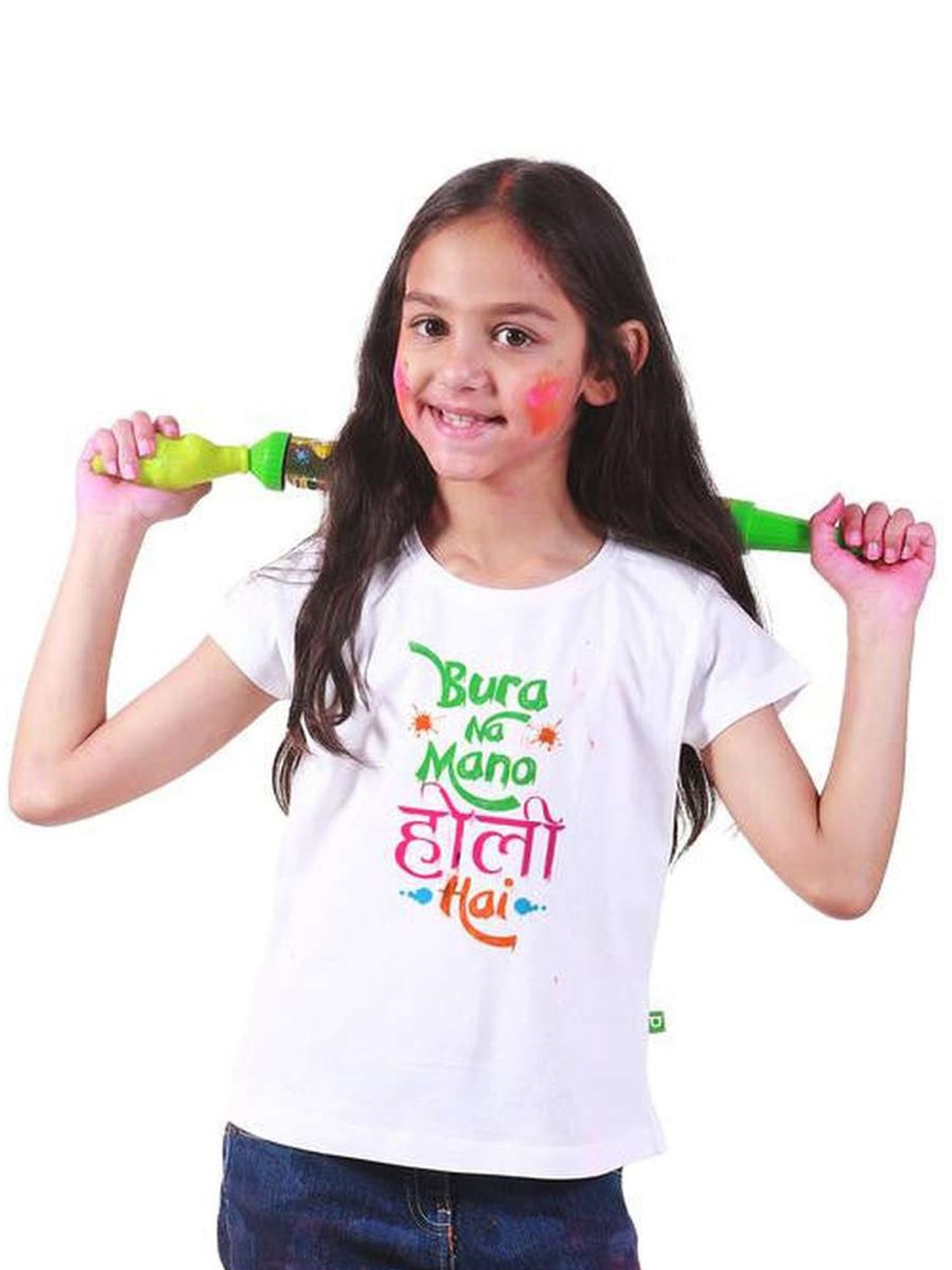 Bonkids White Cotton Bura Na Mano Printed T-Shirt