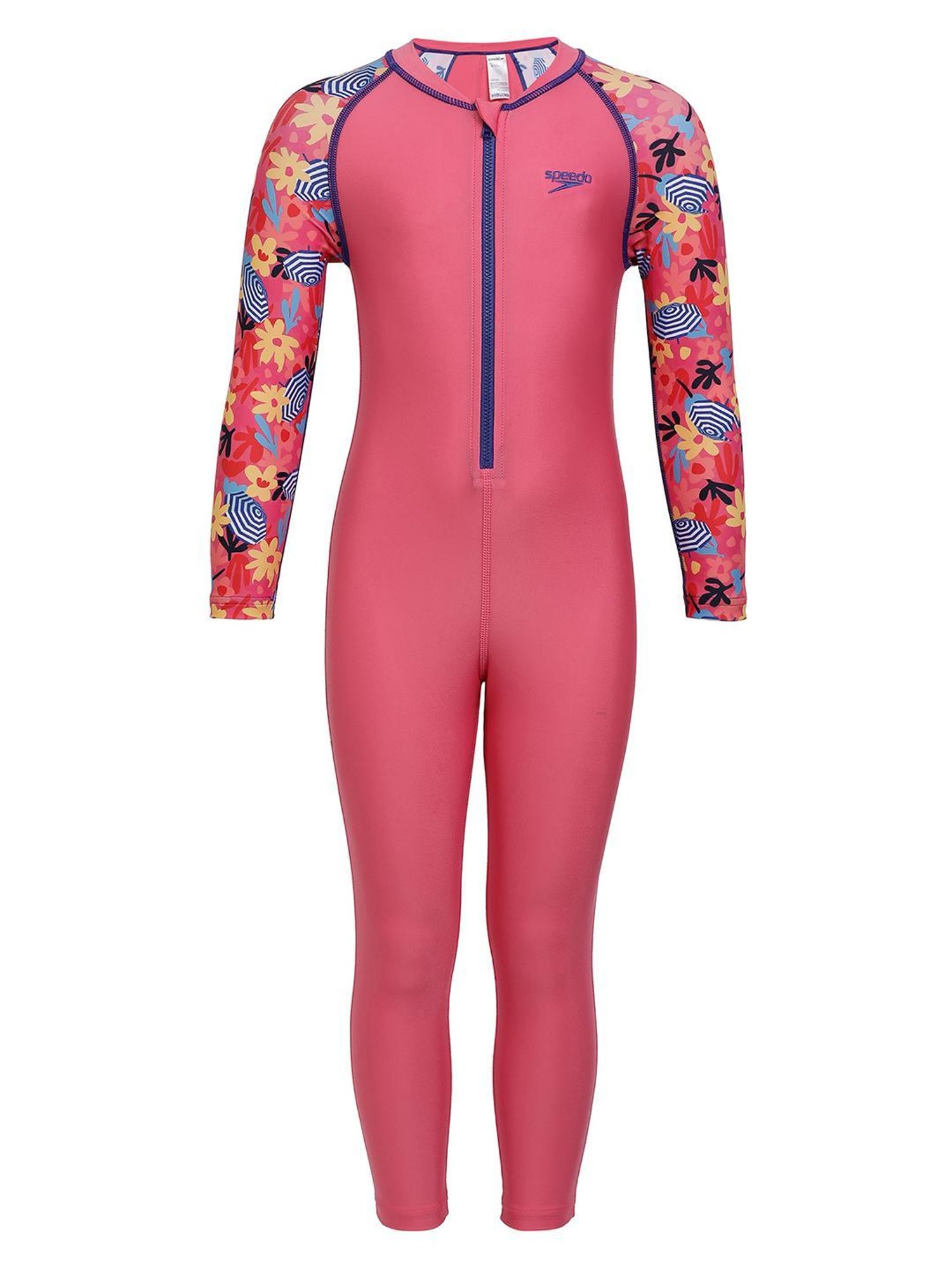Speedo Kids Pink Solid Full Sleeves Swimsuit